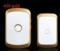 Wireless doorbell system with plug-in receiver and battery transmitter showing colour options