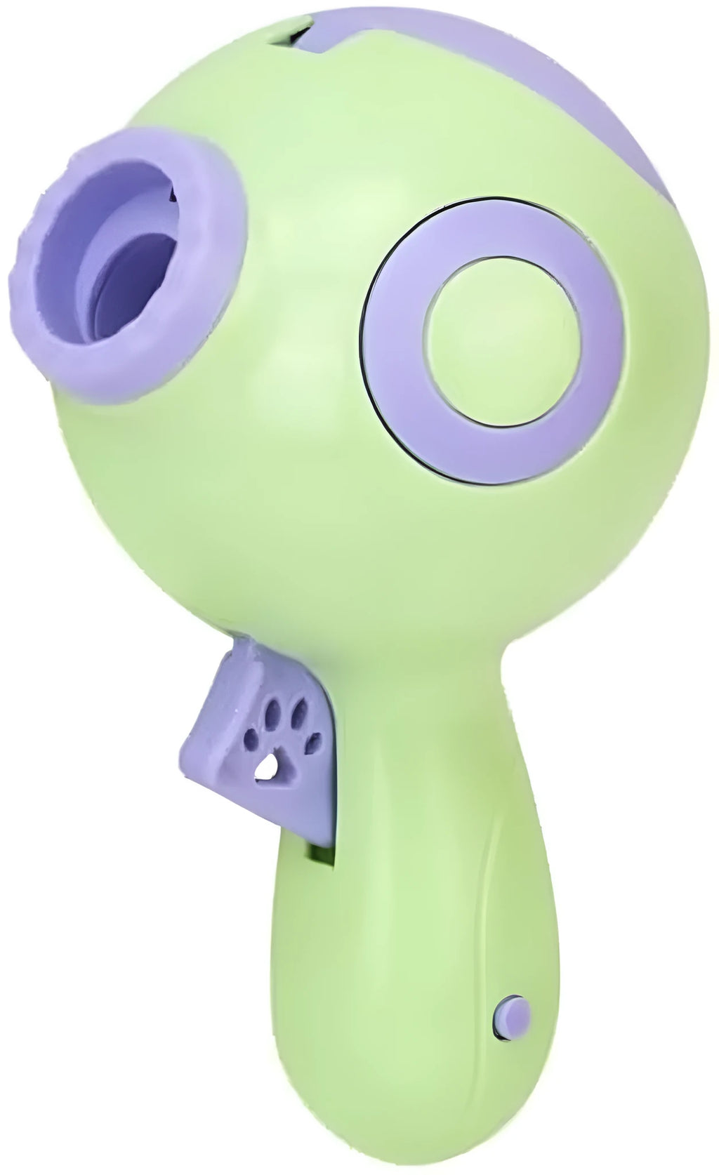 Green dog treat launcher and slow feeder toy for interactive pet training