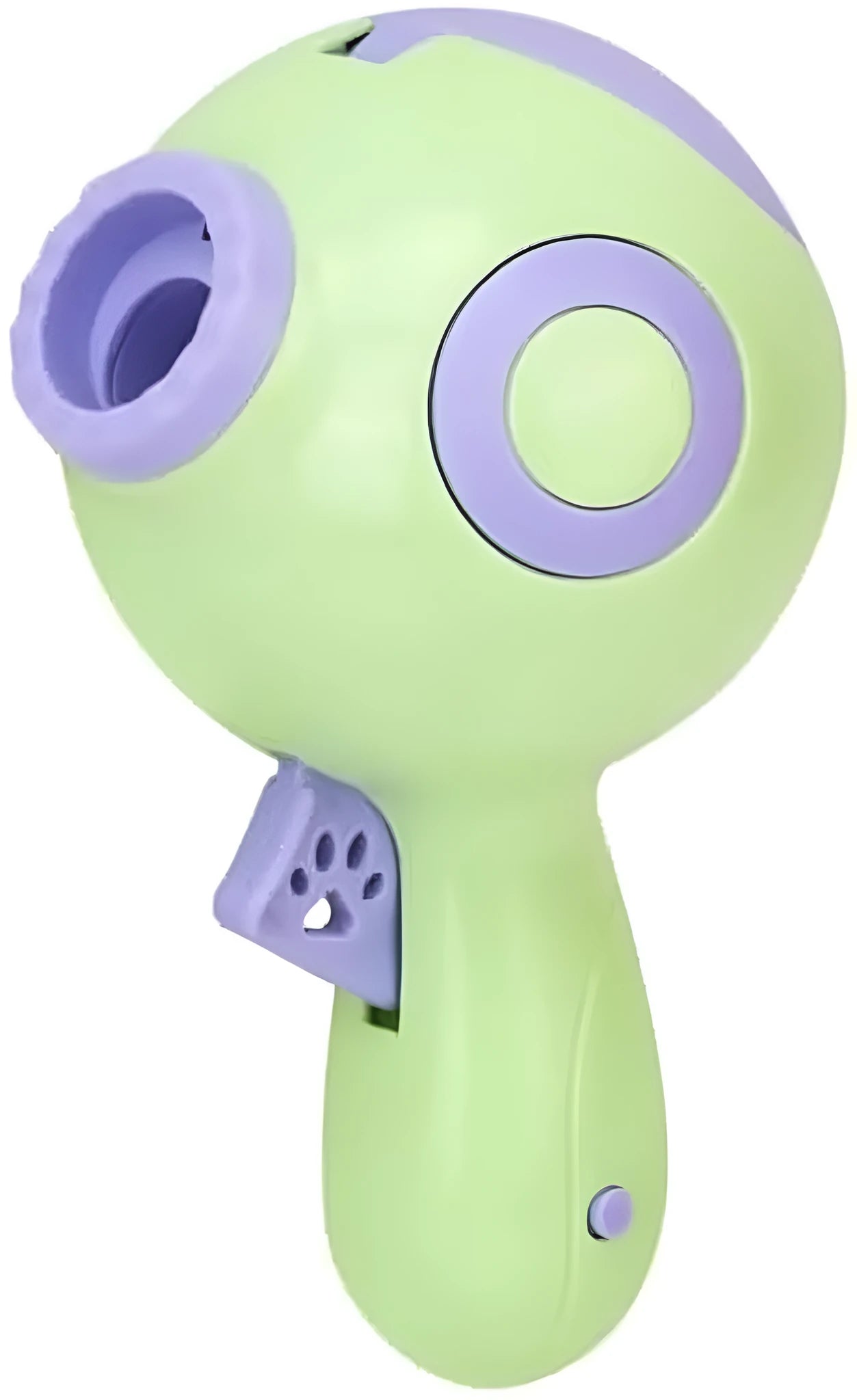 Green dog treat launcher and slow feeder toy for interactive pet training