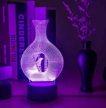 3D acrylic LED night light with colour changing modes on ABS base