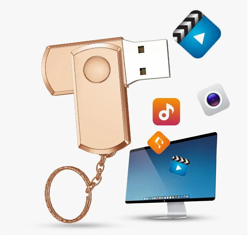 Metal USB flash drive 128GB 256GB gold rose gold silver for iPhone OTG