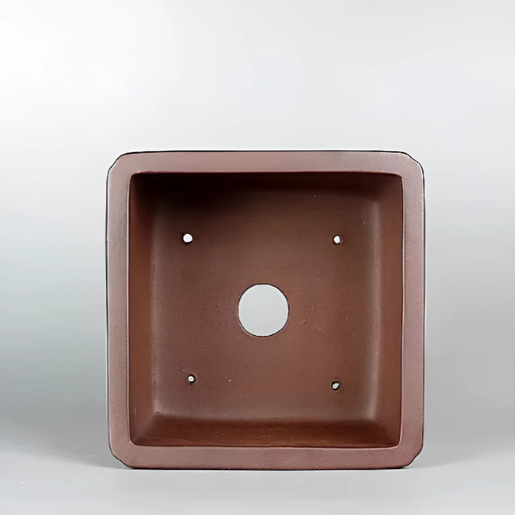 Brown handmade purple clay square flower pot with classical antique style
