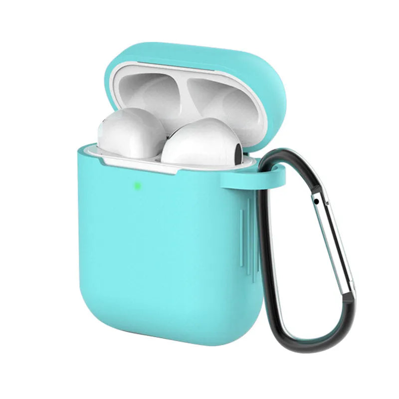 Liquid silicone clamshell cover for Apple AirPods first and second generation in multiple colours.