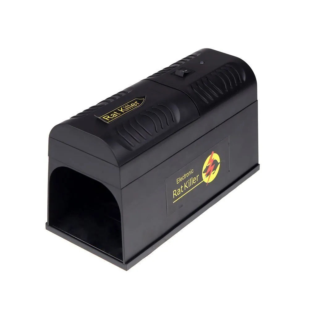Black high voltage electronic rodent killer device with choice of plug types