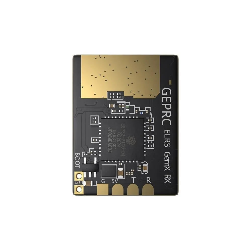 ELRS dual-frequency FPV drone receiver kit with metal base plant, two T-shaped antennas, and silicone connecting wire.