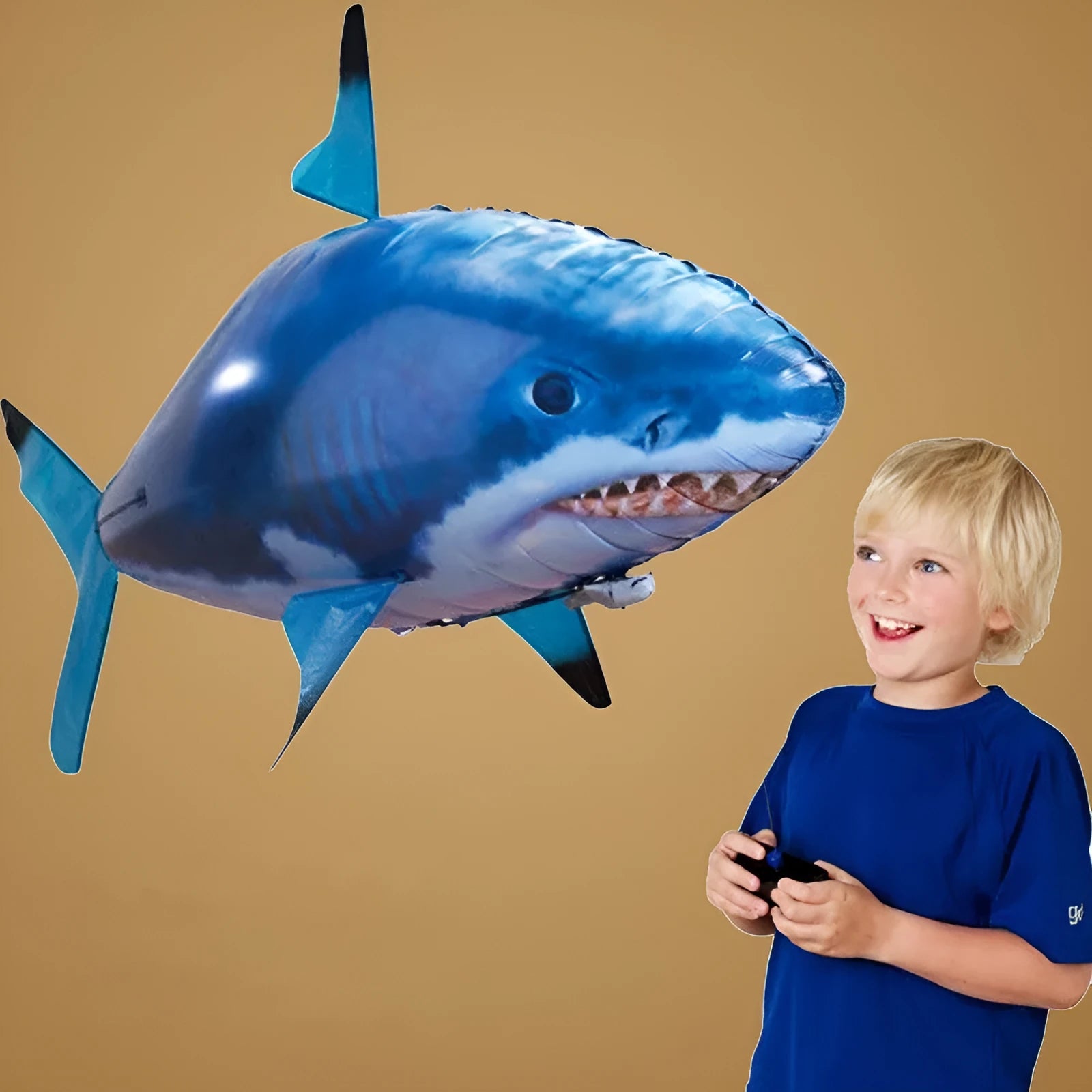 Remote control shark toy balloon with infrared controller measuring 57 inches long