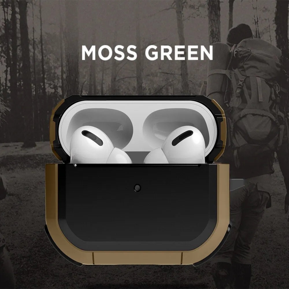 Colour options for a black TPU and PC protective shell case for AirPods 1, AirPods 2, and AirPods Pro