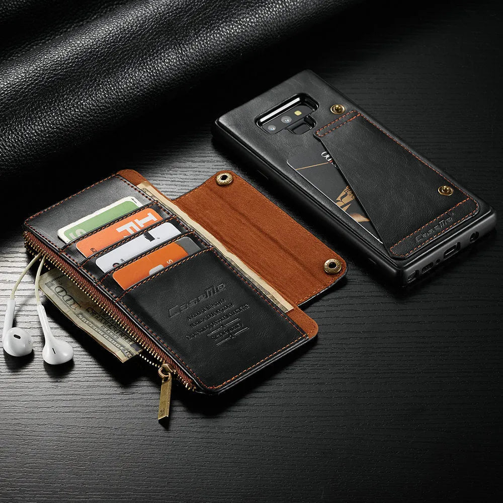Leather flip phone case for Samsung Galaxy Note 9 in black, brown and red colours