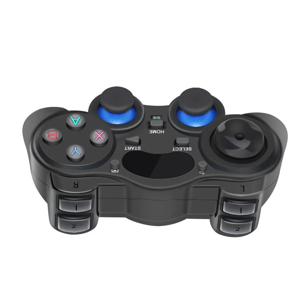 Black wireless 2.4GHz gamepad controller with dual analog joysticks and cross keys for Android PC TV tablet