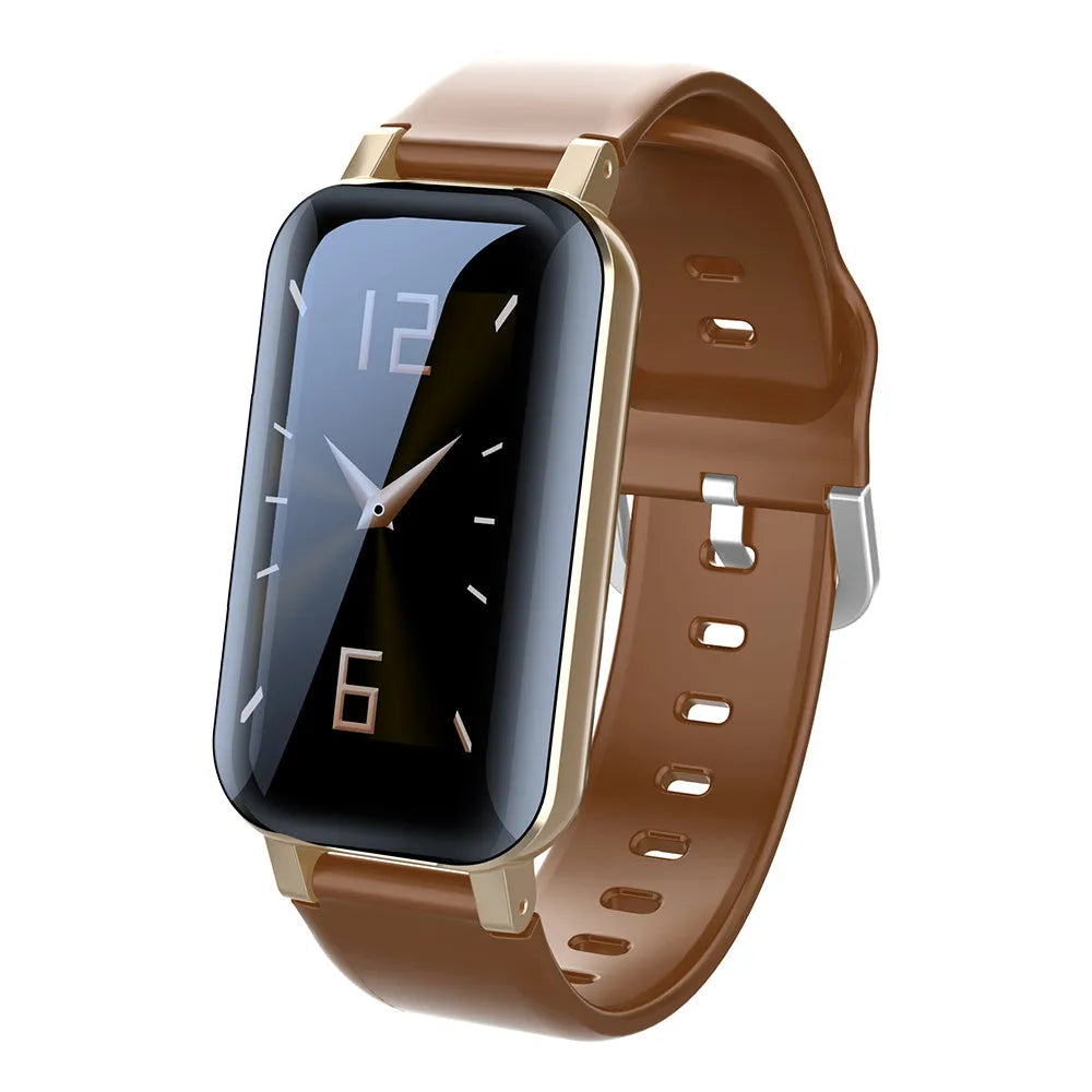 Call Bracelet smart fitness tracker in Black, Blue, and Coffee colours on a wrist
