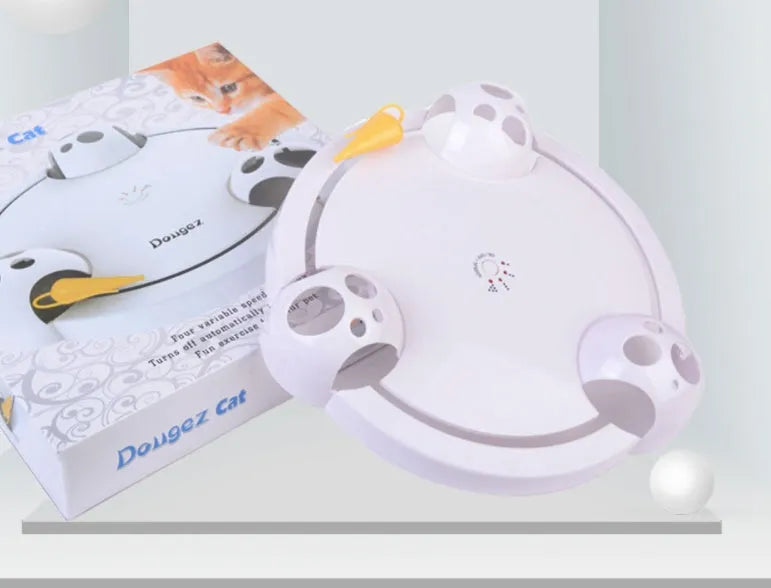 White electric cat toy automatic rotating turntable 32cm diameter ABS plastic