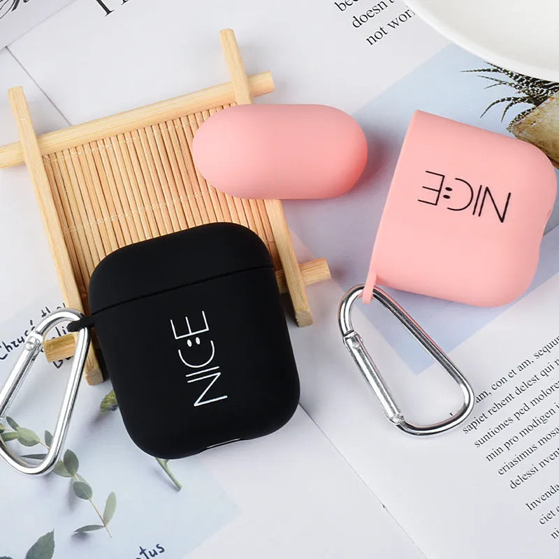 PC AirPods back cover case protector in black or pink with decorative style options