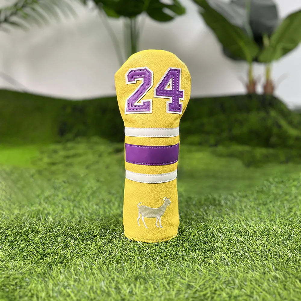 Set of four PU golf club head cover sleeves in assorted colours for fairway woods and putter.