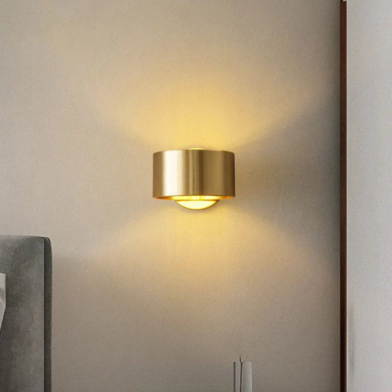 Copper wall lamp in gold or black finish with modern simple design for living room accent lighting