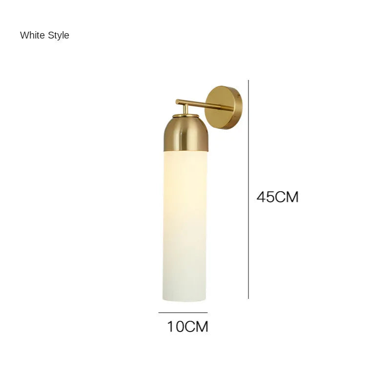 Nordic modern minimalist glass wall lamp with E27 holder in blue, amber, transparent, smoke grey, or milky white.