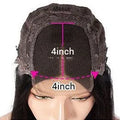 Human hair lace front wig with 4x4 lace frontal shown in star fashion style