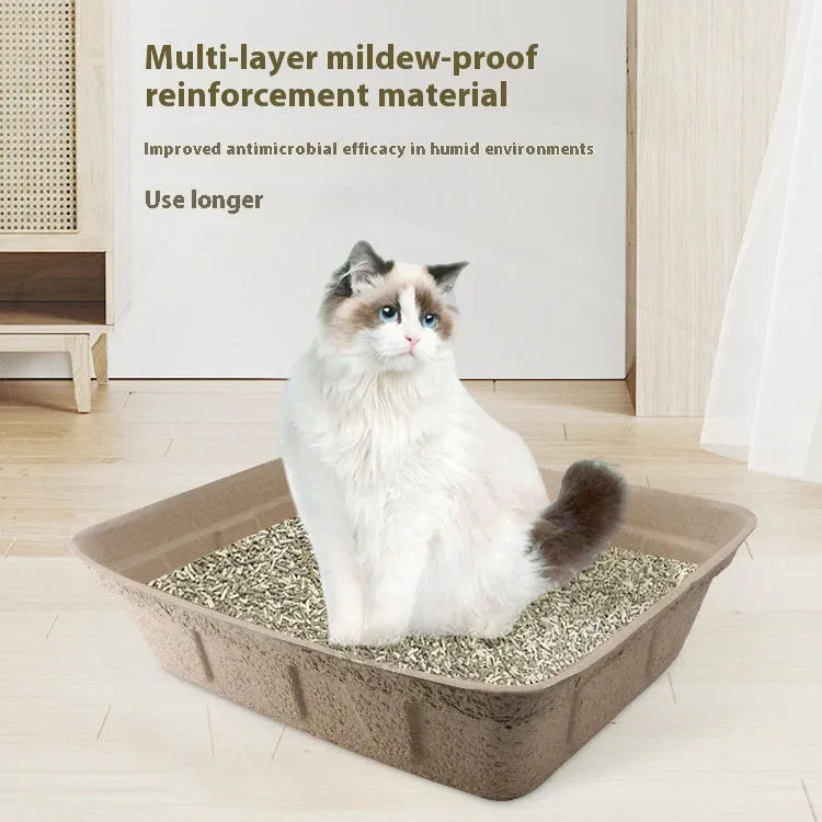 Brown disposable waterproof cat litter box with environmentally friendly degradable materials