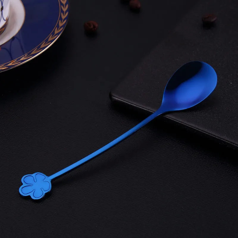 304 stainless steel gold plated dessert spoon with mirror polish in multiple colours