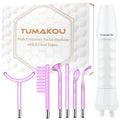 Purple high-frequency beauty electrotherapy rod with six accessory heads for professional skin treatments