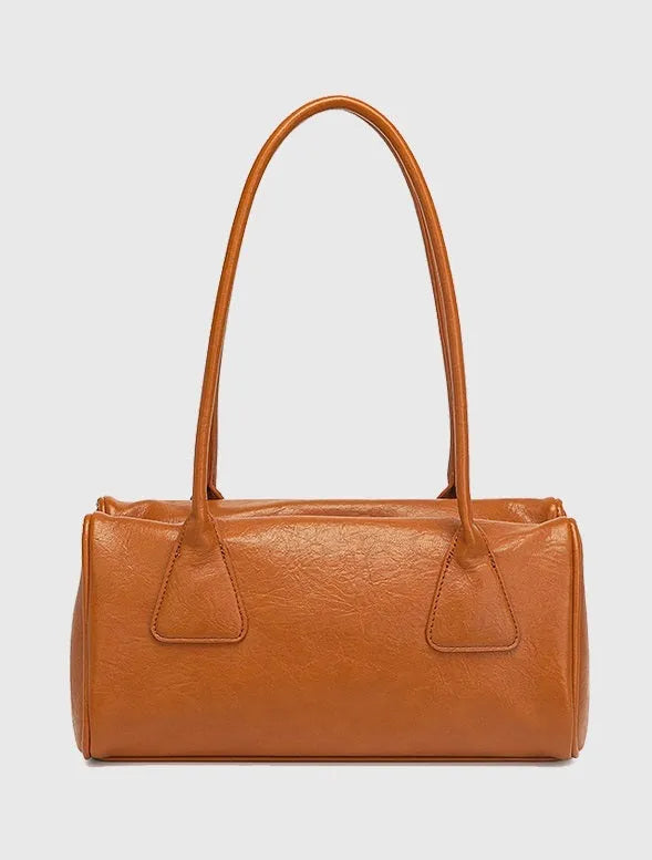 All-match shoulder underarm bag PU horizontal square 32x16x15cm stone pattern contrast stitching