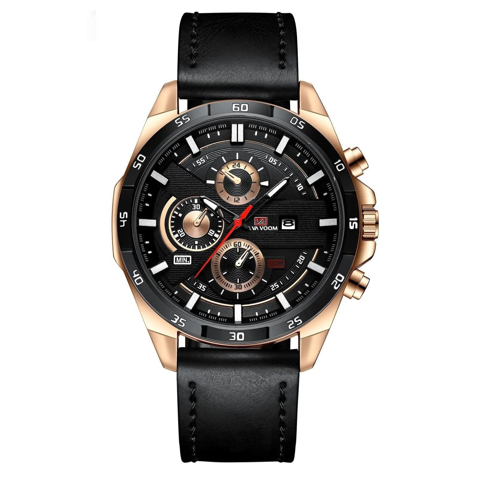 Men's business calendar quartz watch with waterproof design in multiple colour combinations