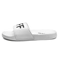 Personalised men's open toe slippers with viscose upper and rubber sole in black and white colour options