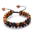 Matte black agate couple bracelets with geometric bead design