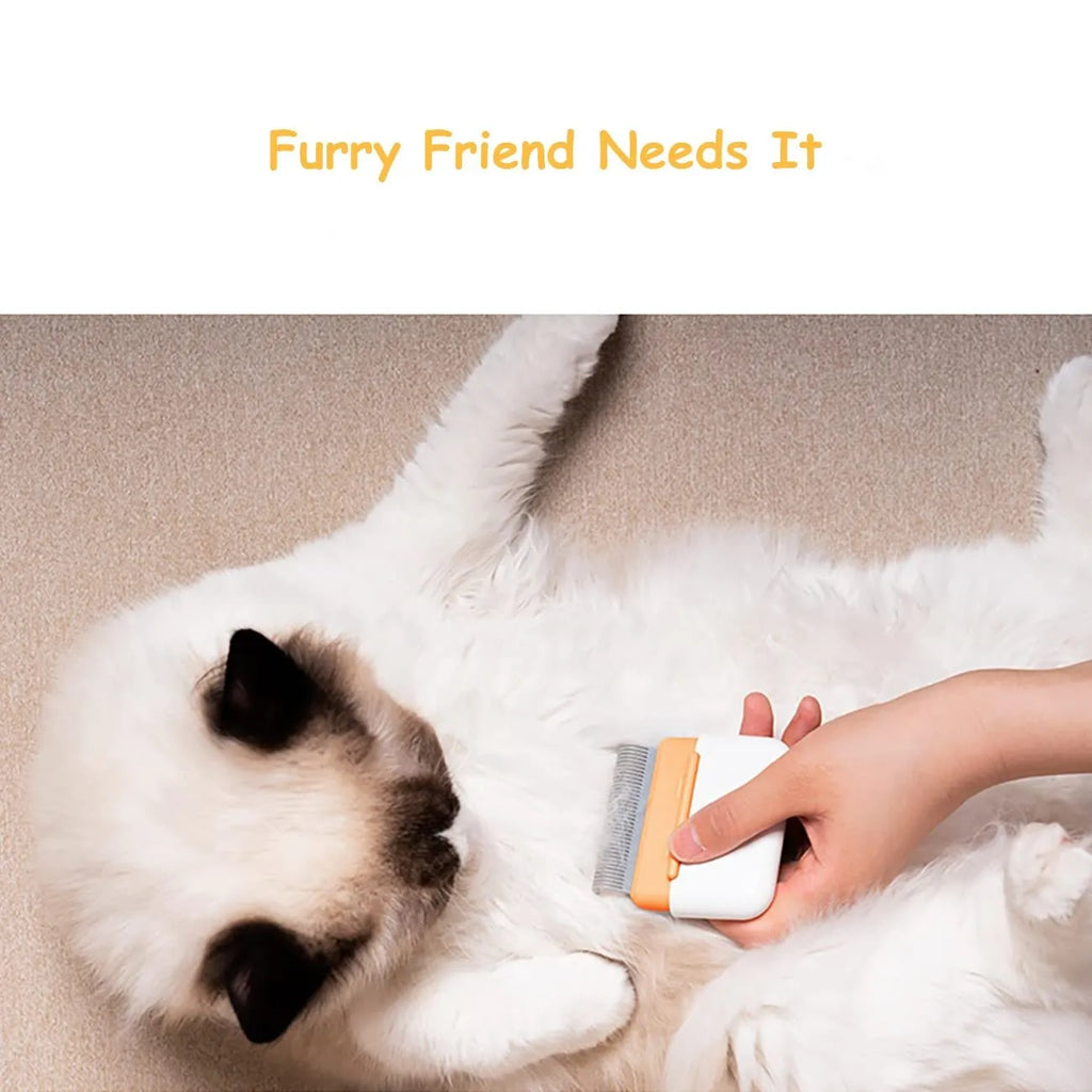 Blue double-sided pet grooming comb for deshedding cats and dogs