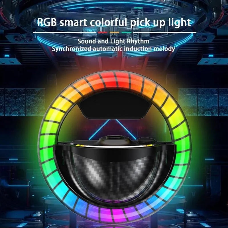 Black aromatherapy rhythm LED lamp with phantom light effects showing compact 85.6x34.6mm design and round perfume seat