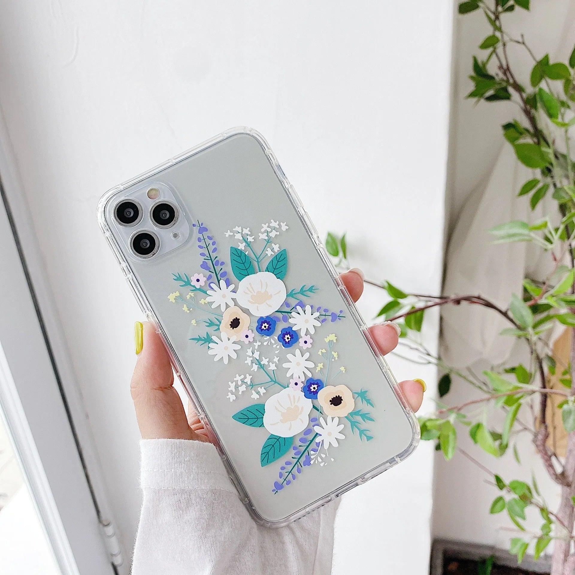Flower print TPU phone case back cover for Samsung Galaxy models, available in two floral colours