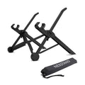 Sagacious black portable folding computer bracket with adjustable height mechanism for laptops and tablets
