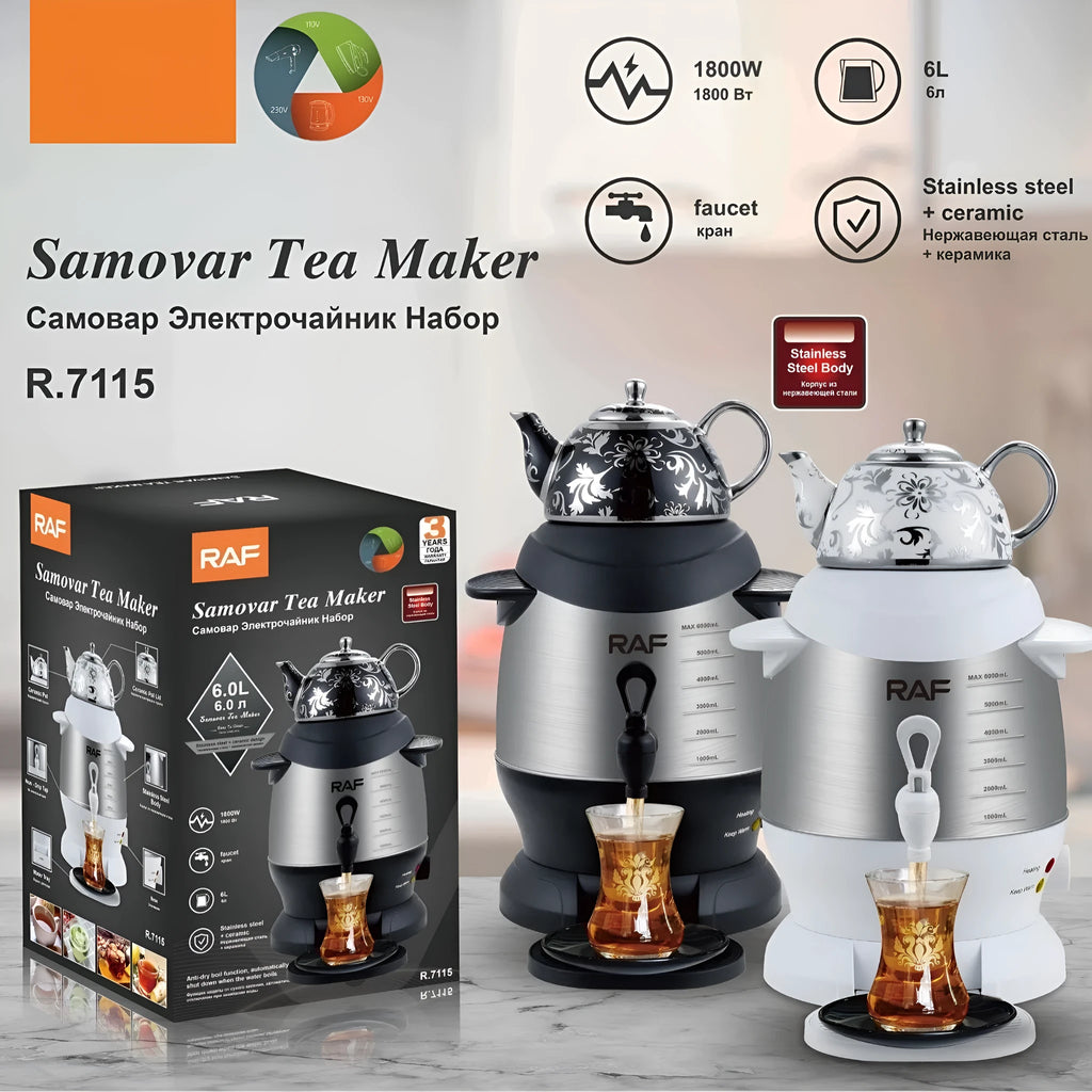 Double-layer large capacity thermal stainless steel kettle 6L in black or white