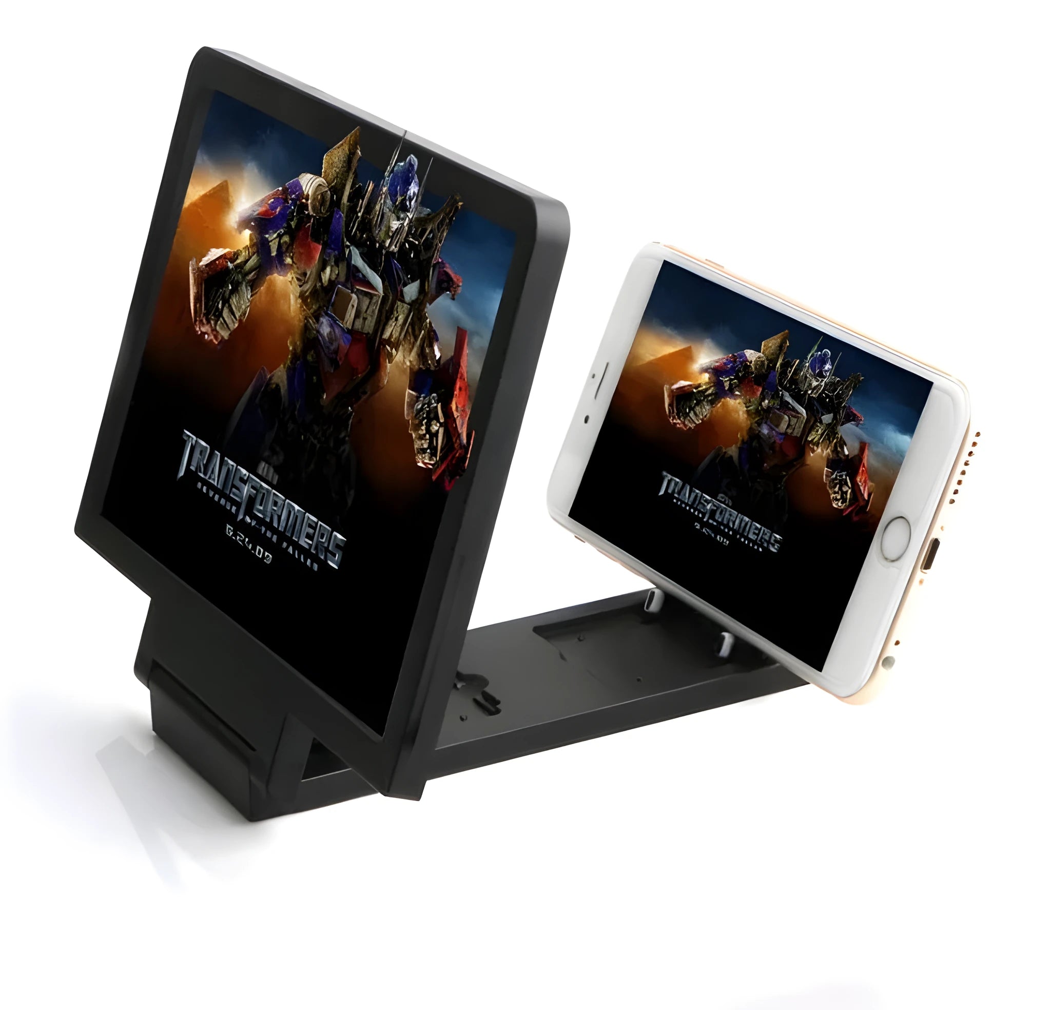 Black and white radiation-proof 3D mobile phone stand with screen amplifier for hands-free viewing