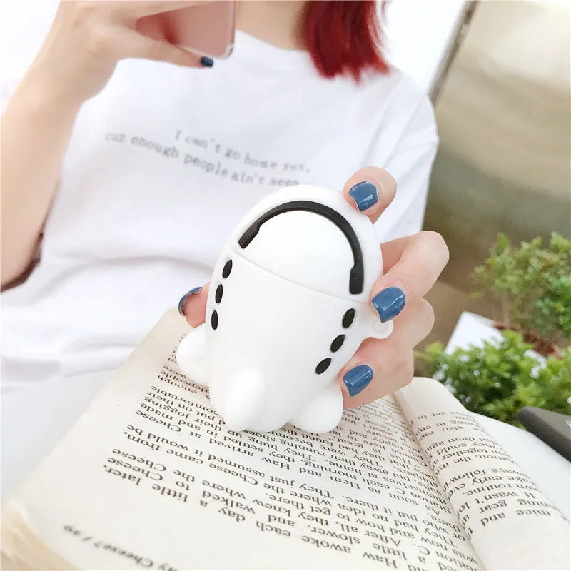 Cartoon aircraft headset design silicone case for Apple AirPods 1st and 2nd generation with hook attachment