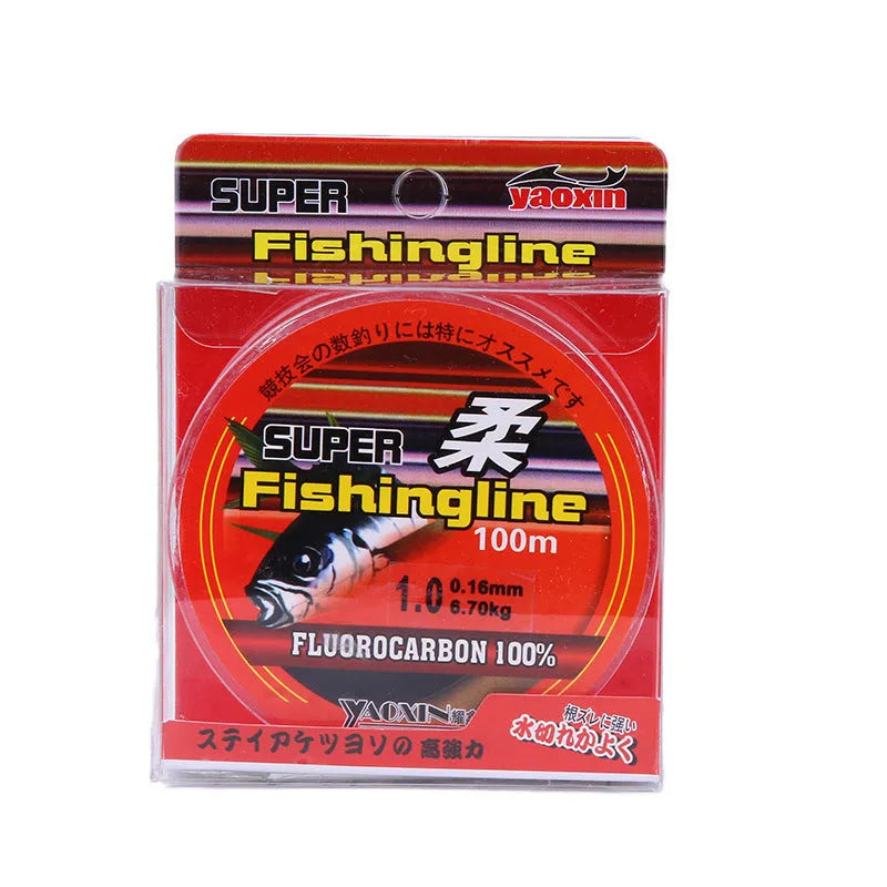 100 metre nylon fishing line spool in red colour for anglers