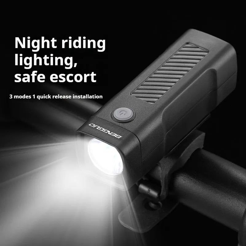 USB rechargeable bicycle headlight with quick release strap mount