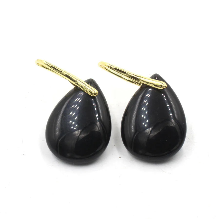 Geometric water drop earrings with crystal gemstones in various colour options on electroplated metal settings