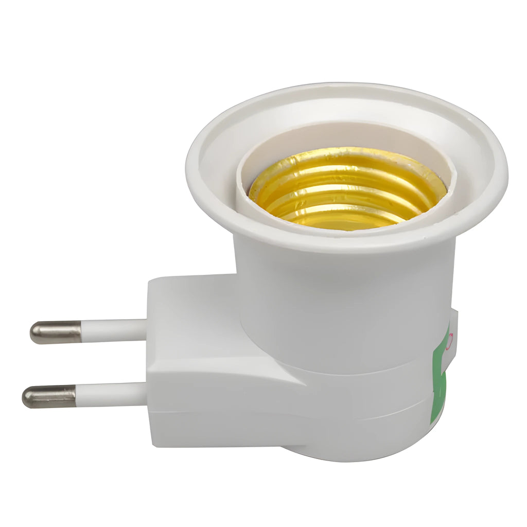 White wall plug-in screw lamp holder with switch for E27 bulb socket conversion