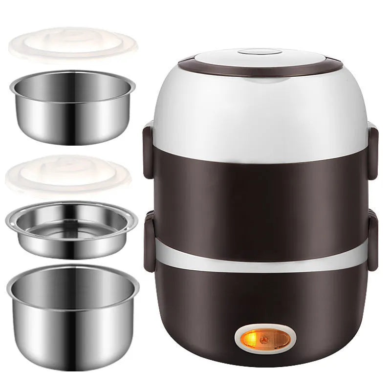 USB-powered electric lunch box showing 190mm dimensions and layered design