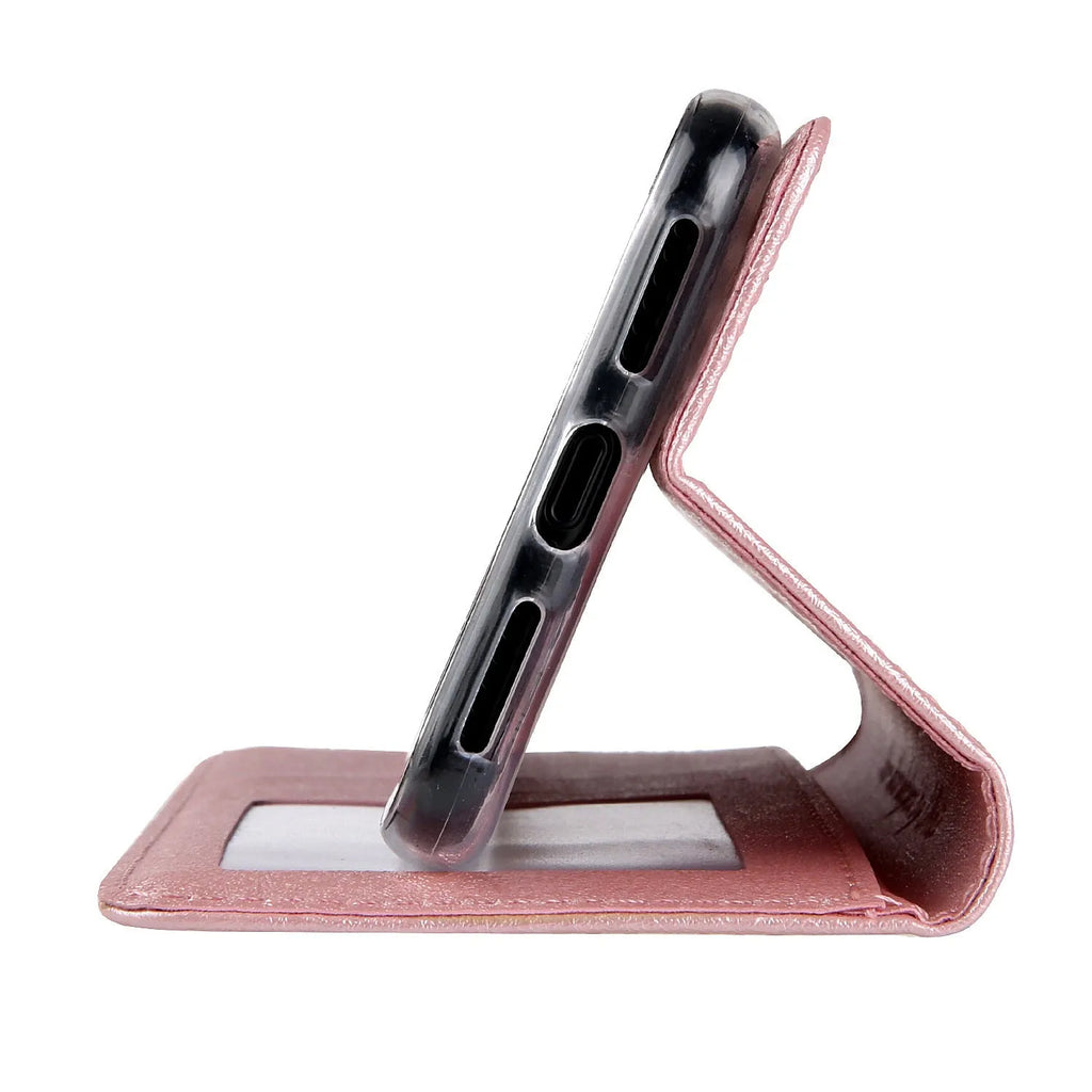PU leather flip phone case with card slots for Apple iPhone in multiple colour options