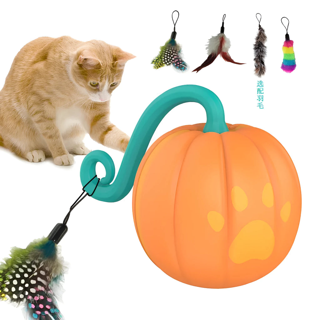 Electric luminous cat teasing ball toy in watermelon green colour with automatic movement