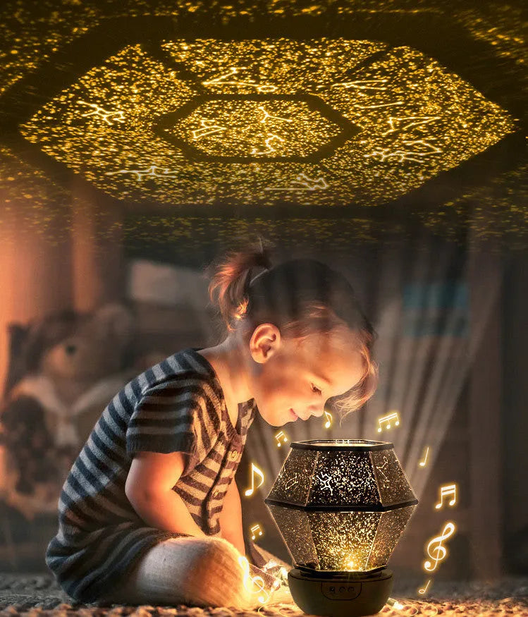 Children's rotating stars LED night light with three colour settings and rotating projection