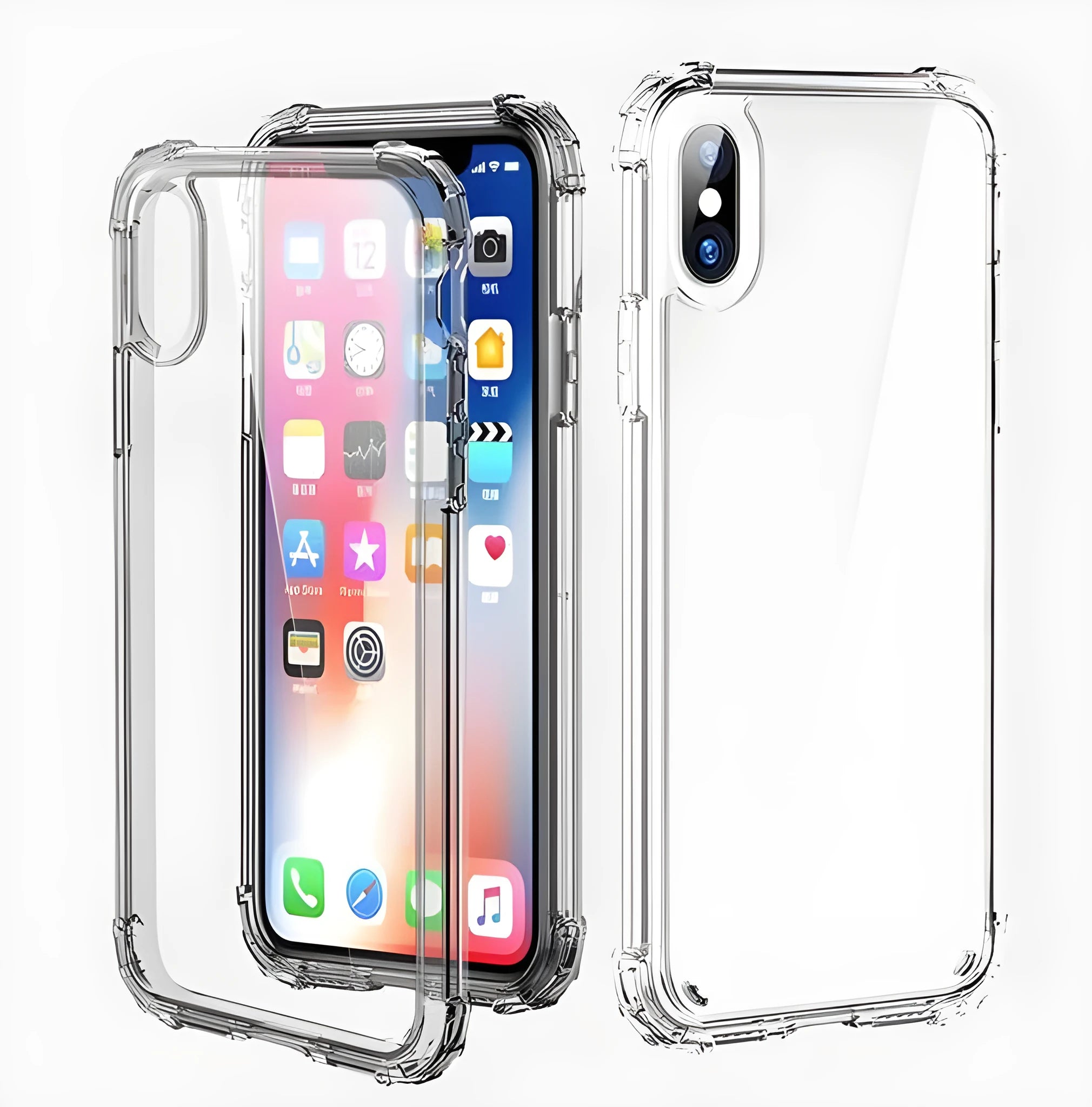 Clear transparent iPhone case showing phone design through TPU material