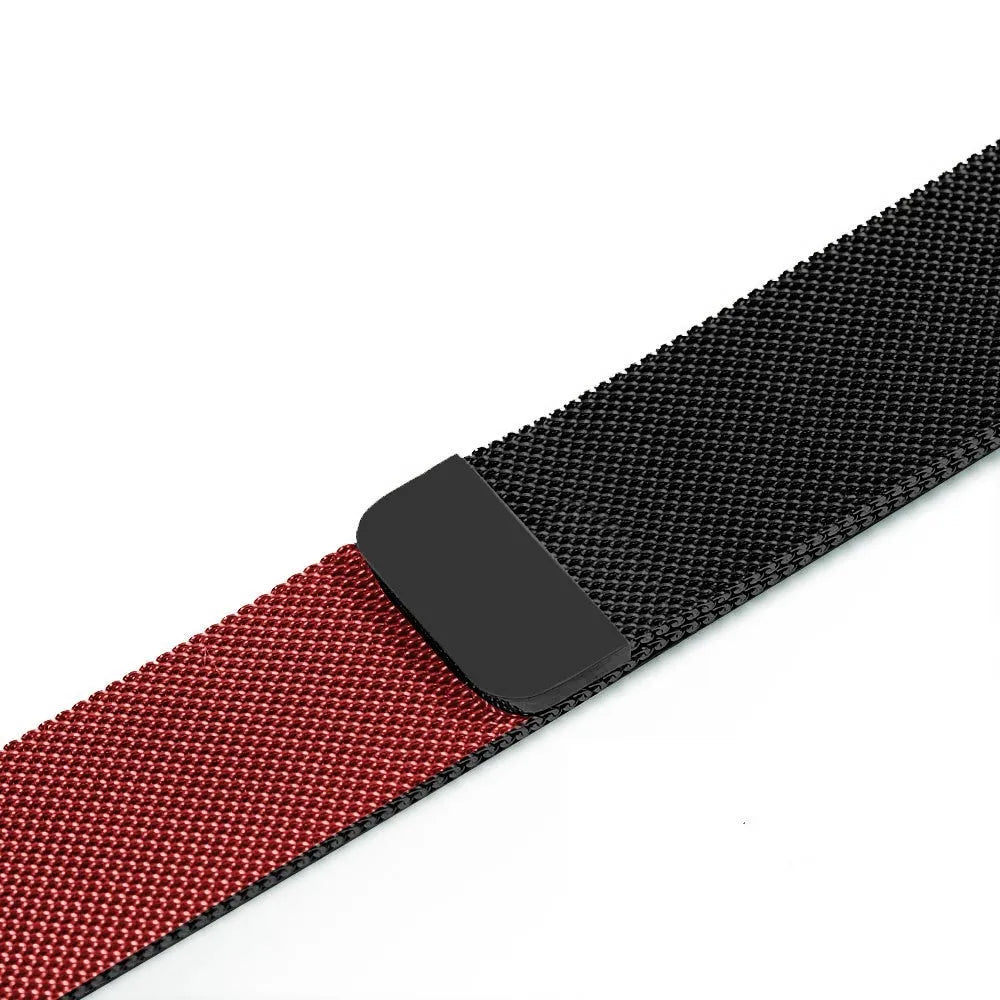 Stainless steel watch strap in silver, shown with measurements for 38mm/42mm cases and 22mm/24mm lugs.