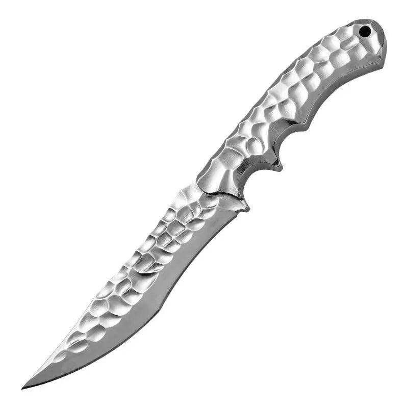 One-piece keel outdoor survival knife with 140mm 5CR13 steel blade and black handle