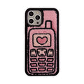 Soft pink TPU iPhone case with a towel-like embroidered texture on the back.