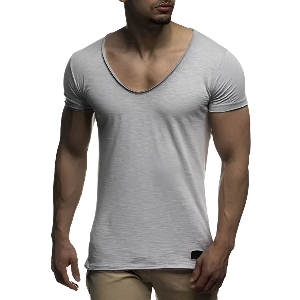 Men's v-neck short sleeve t-shirt in modal fabric, slim fit, available in multiple colours