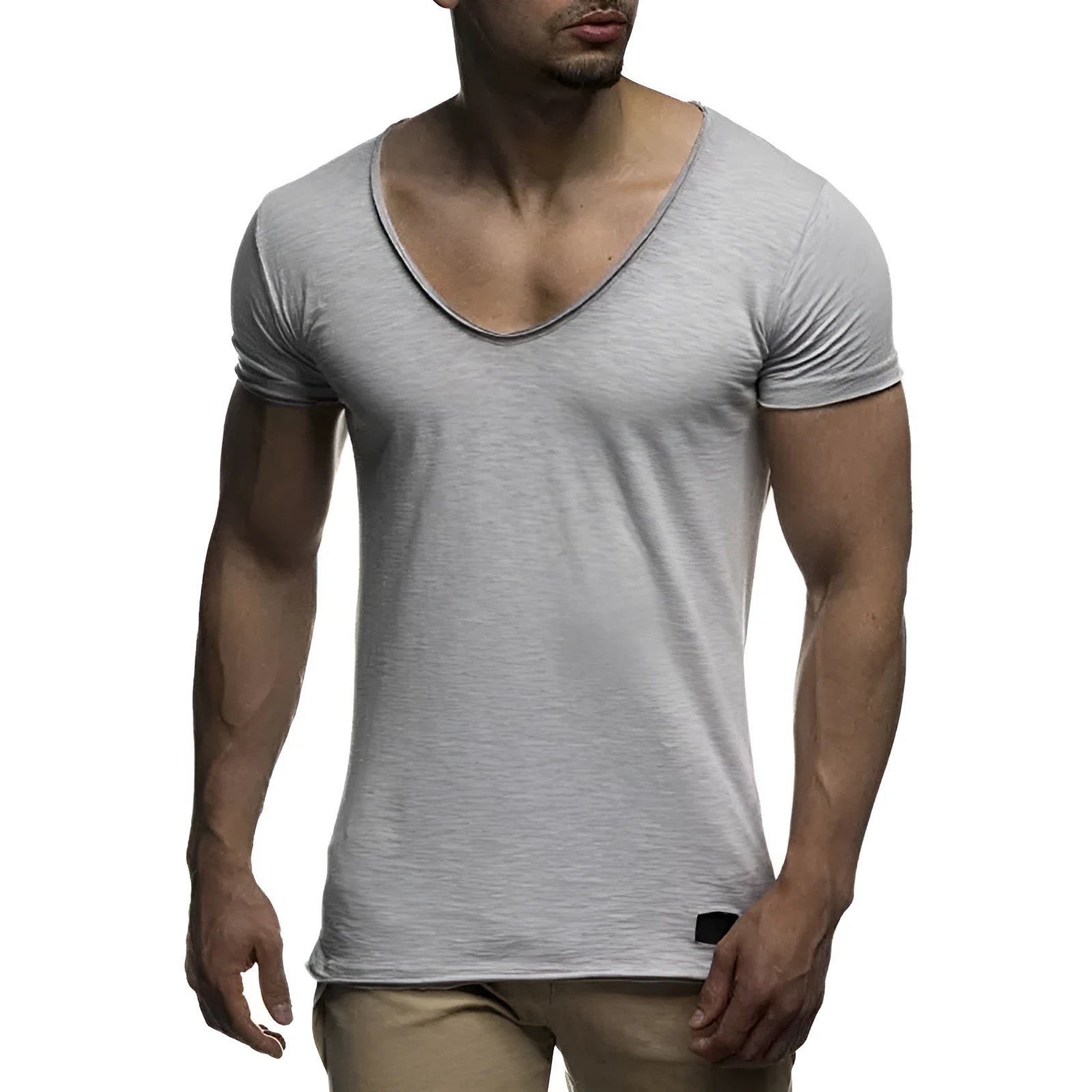 Men's v-neck short sleeve t-shirt in modal fabric, slim fit, available in multiple colours