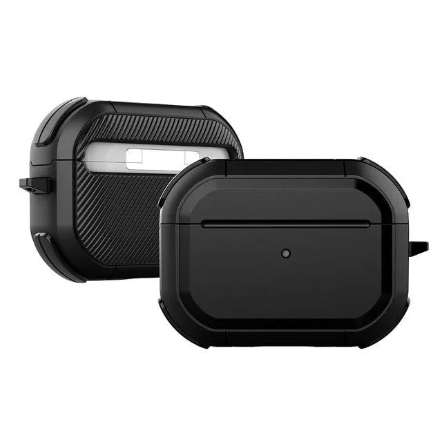 Colour options for a black TPU and PC protective shell case for AirPods 1, AirPods 2, and AirPods Pro