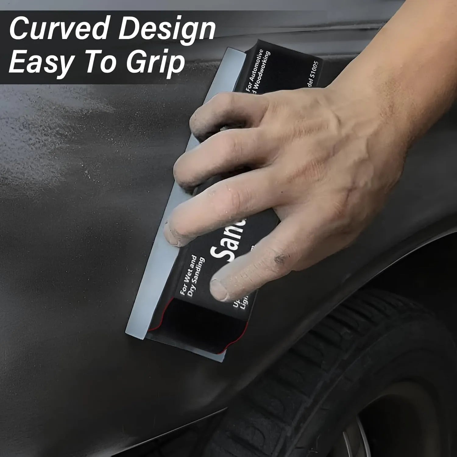 Set of seven black EVA frosted blocks for metal polishing and surface texturing.